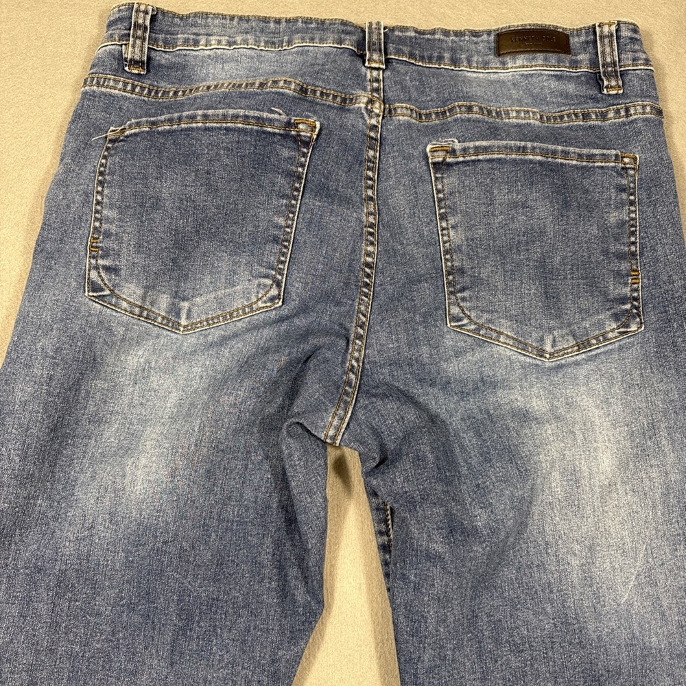 Kenneth Cole Jeans Mens 36x30 Blue Denim Straight Leg YKK Zip  WHISKERING